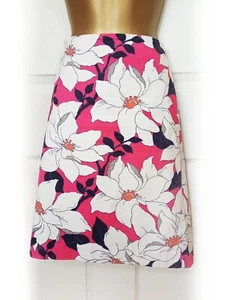 ANN TAYLOR Pink Cream Black Bold Floral Magnolia Skirt, Size 8 Petite - VGC - Picture 1 of 4