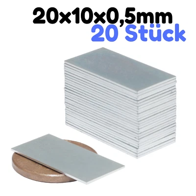 20 x Neodym Magnet Quader 20x10x0,5 mm N50 Magnetquader Flach Dünn Mini Magnete