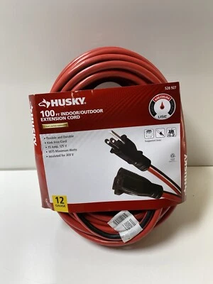 Husky 12/3 100ft Indoor/Outdoor Extension Cord Red 528 927 *NEW* - Image 1 of 3