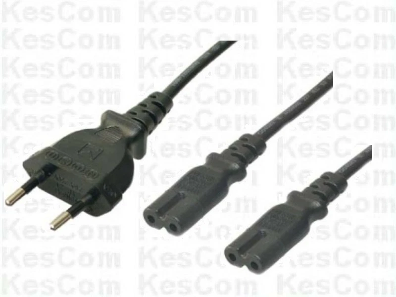 KESCOM Cable Doppler Euro 8 Y negro 50cm más largo desvío en Y en el centro