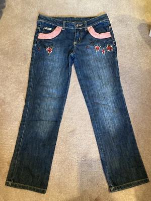NUEVO Jeans English Roses By Madonna Girls - Adornados con Cuero Rosa - Edad 10 Foto 1 de 4
