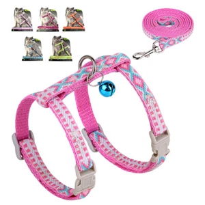 Adjustable Nylon Cat Harness and Lead Set Walking Vest Leash for Kitten Puppy - Picture 1 of 22