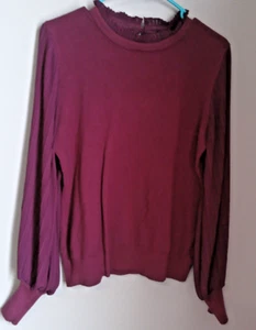 SIONI SIZE LARGE PLUM COLORED SWEATER TOP WITH CHIFFON SLEEVES - Picture 1 of 4