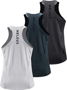 NELEUS Confezione da 3 Canottiere Running Uomo Dry Fit Y-Back Allenamento Atletico - Foto 1 di 12