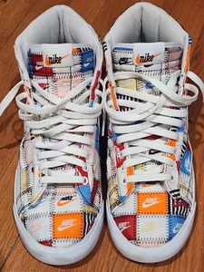 NIKE 2018 Blazer Mid PATCHWORK HIGH TOP SNEAKERS Size 11 White Swoosh UPTOWNS MT - Picture 1 of 12