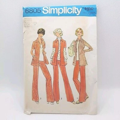 Simplicity 6805 Misses' Jacket Pants & Shirt Top Sewing Pattern Size 10-12 Uncut - Image 1 of 4