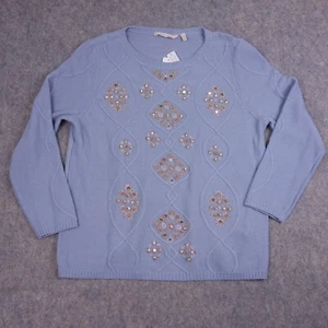 Soft Surroundings Sweater PXL XL Petite Blue Embellished ISRA SPARKLE $120 Wool - Picture 1 of 10