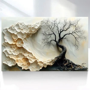 Leinwand Bild Landschaft Baum Natur Marmor Optik Wandbilder Wohnzimmer 7854A - Bild 1 von 8