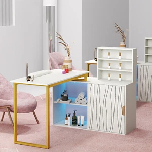 Pro LED Nail Desk Manicure Table Beauty Salon Station w/Shelf,USB Port,AC Outlet - Picture 1 of 20