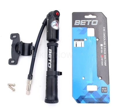 BETO Bomba de Bicicleta de Alta Presión, 300 Psi Amortiguador 2 en 1,2 Etapas Bombas Bicicleta Ciclismo Foto 1 de 4