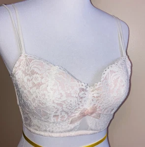 Wacoal b.tempt'd Bra Ivory Lacey Cami Style Sz M Padded Underwire RN 61049 Fun - Picture 1 of 22