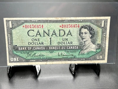 Canadian 1954 Modified Portrait replacement note $1  SN *BM0156454 - Image 1 of 4