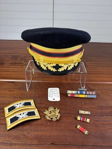 Vintage Bancroft Militär Offizier Mütze Set-Feldqualität-Oberst Brett, Abzeichen, Rippe - Bild 1 von 24