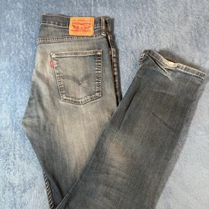 Levis 519 Jeans Mens 34x34 Light Wash Blue Stretch Denim Extreme Skinny Zip Fly - Picture 1 of 4