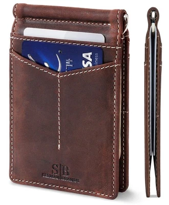 RFID Blocking Wallet Slim Bifold - Genuine Leather Minimalist Front Pocket Wa... - Image 1 of 4