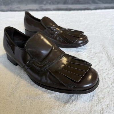 Authentic Prada Mens Fringe Loafers Shoes US 8 EU 40 UK 7  | Italian Slip On - Image 1 of 4