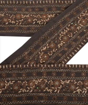 Sanskriti Vintage Sari Borde Cuentas a Mano Decoración Artesanal 1 Yarda Adornos Encaje 3'W Gris Foto 1 de 4