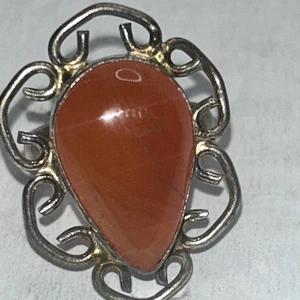 Orange Gemstone 925 Sterling Silver Ring Size 7.5 - Picture 1 of 5