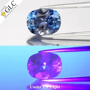 💎Cuscino GLC CERTIFICATO 2,09ct VS Apatite Blu Naturale Non Riscaldato - Sotto Luce UV - Foto 1 di 7