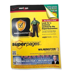 Verizon Super Pages April 2011-2012 Wilmington DE weiß gelb Telefonbuch 302 - Bild 1 von 13