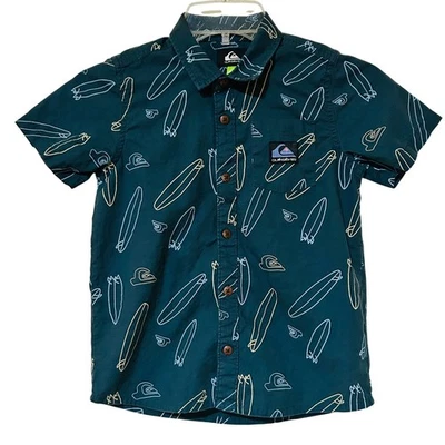 Рубашка на пуговицах Quiksilver для мальчиков размер 7 доска для серфинга с принтом короткий рукав - Изображение 1 из 4