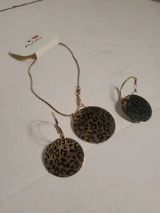 ALDO cheetah Print necklace And Earings  Jewelry Set - Picture 1 of 5