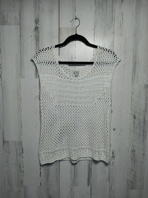 Suéter de punto abierto Converse One Star para mujer talla pequeña boho hippie marfil Foto 1 de 4