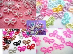 100 Pearl Ribbon Bow/Scrapbooking/Embellishment/Paper Craft/Cute B81-Pick Color - Picture 1 of 11