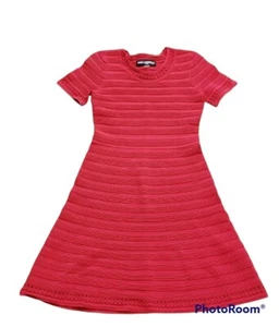 Karl Lagerfeld Paris Designer Red Textured Stripe Dress Size S Cocktail Midi - Picture 1 of 3