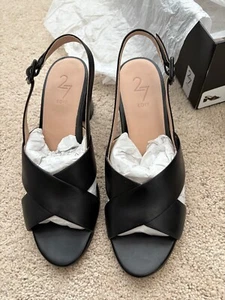 NIB 27 Edit Naturalizer DELLA Women 6.5 Slingback Sandals Black Leather shoes - Picture 1 of 8