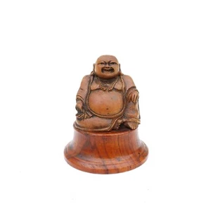 Antique Chinese Miniature Carved Wooden Buddha On Stand - Circa 1920's / 1930's - Picture 1 of 12