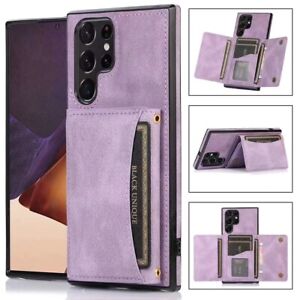 For SAMSUNG Galaxy S22 Ultra 5G Wallet Cases 6 ID Cards slots Leather back cover