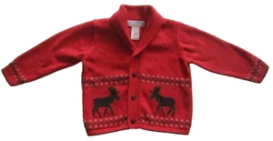 Janie and Jack Baby Moose 12 18 M Cardigan Sweater EUC - Picture 1 of 2