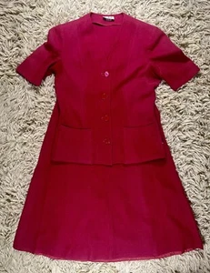 Set abito rosso vintage anni '50 giacca blazer con gonna / donna grande * - Foto 1 di 18