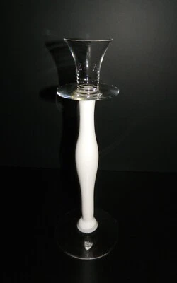 ORREFORS Celeste Solid White Crystal Candlestick by Anne Nilsson ~ Perfect! - Image 1 of 4