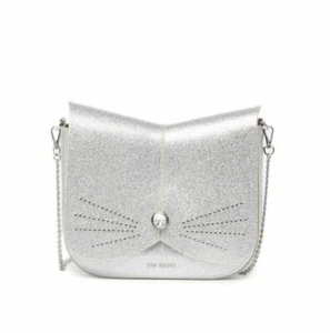NWT! TED BAKER LONDON CAT Studded Silver Glitter Crossbody Purse Bag! NEW RARE! - Picture 1 of 4