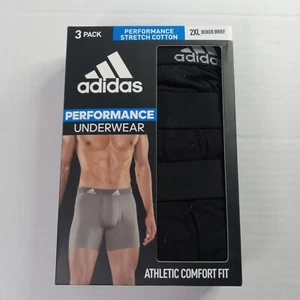 Adidas Men's Performance Stretch Cotton Boxer Briefs 3-Pack Size 2XL XXL Black - Picture 1 of 4