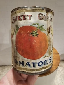 SWEET GIRL TOMATEN Papieretikett Blechdose gelötet W M HOYT CO CHICAGO Illinois - Bild 1 von 11