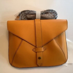 Anthropologie IIIBeCa Mustard Leather Crossbody Bag by Joy Gryson Envelope Purse - Picture 1 of 19