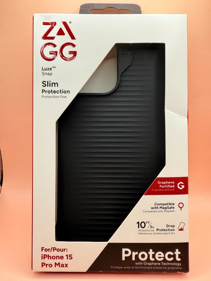 Funda ZAGG Luxe Snap iPhone 15 Pro Max - Funda Protectora, Estuche MagSafe Negra NUEVA Foto 1 de 2