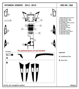 Real Carbon Fiber Dash Trim Kit for Hyundai Sonata w/o navigation 2012 - 2014 - Picture 1 of 1