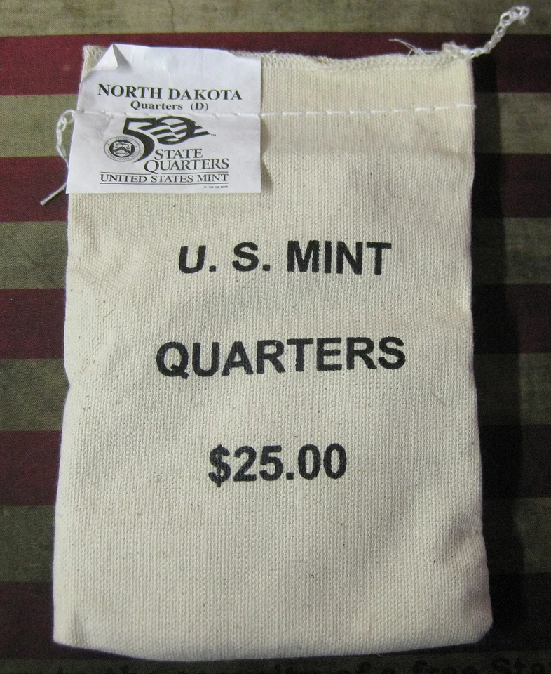 2006-D North Dakota Quarters - $25 Uncirculated- Unopened Sewn Mint Bag - BINo - Image 1 of 1