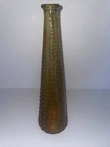 Vintage Amber Glass Genie Bottle Vase Made In Italy Mid Century Decor - Picture 1 of 2