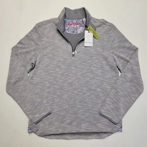 $195 New ROBERT GRAHAM Spielberg Men's Medium Light Gray Quarter Zip Sweater - Picture 1 of 6