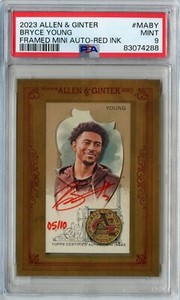 2023 Topps Allen & Ginter Bryce Young Red Ink Rookie RC Auto 5/10 #MA-BY PSA 9