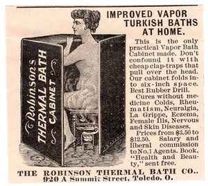 c1880s Robinson Thermal Turkish Bath Toledo OH Quack Medicine Antique Print Ad - Picture 1 of 1