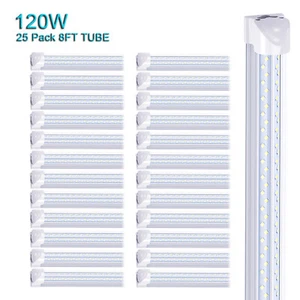 25 Pack 120W 8 Foot LED Shop Light Fixture 8FT T8 8' LED Tube Light Bulbs 6000K - Picture 1 of 12