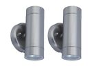 2x Stainless Steel Cylinder Up & Down Wall Light Lutec Rado - Ex Display Unboxed