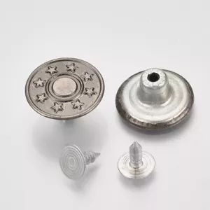 15 Bottoni a Pressione Jeans Metallo Nero Grigio Scuro Rotondi 17 MM Con Stelle - Zdjęcie 1 z 3