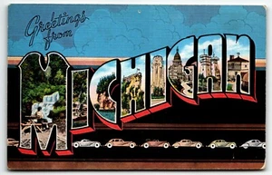Michigan MI großer Brief Leinen Postkarte UNP - Bild 1 von 2
